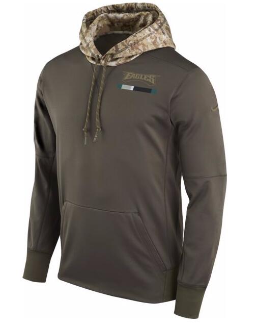 Philadelphia Eagles Nike Salute To Service Sideline Therma Pullover Hoodie Olive