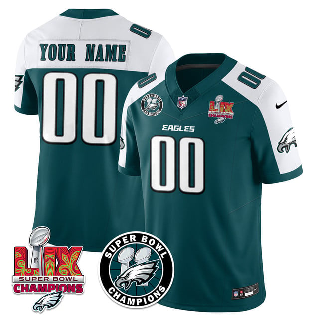Philadelphia Eagles Super Bowl LIX Champions Custom Jersey ALTERNATE GREEN