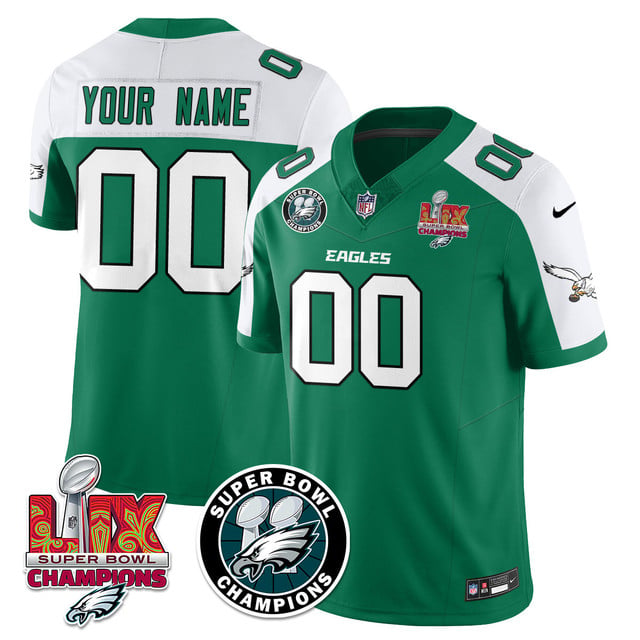 Philadelphia Eagles Super Bowl LIX Champions Custom Jersey ALTERNATE KELLY GREEN