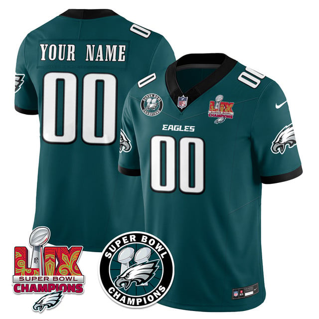 Philadelphia Eagles Super Bowl LIX Champions Custom Jersey GREEN
