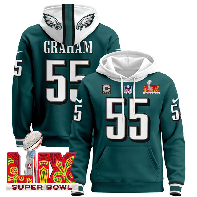 Philadelphia Eagles Super Bowl LIX Patch Pullover Hoodie #55 GRAHAM.webp