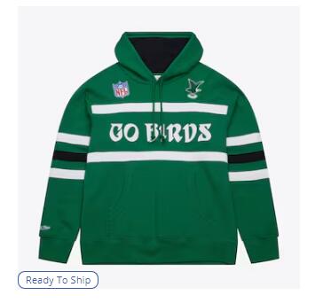 Philadelphia Eagles Vintage Logo Head Coach Fleece Pullover Hoodie - Kelly Green