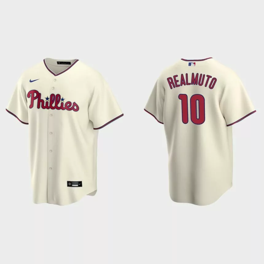 Philadelphia Phillies #10 J.T. Realmuto Replica Alternate Jersey – Cream