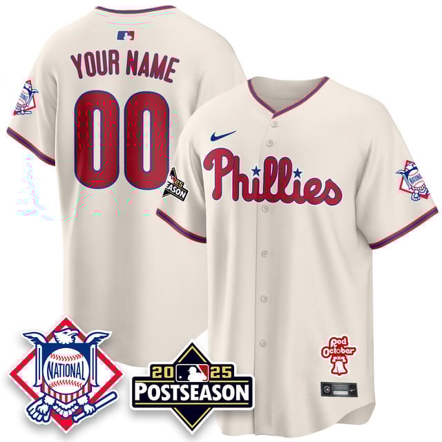 Philadelphia Phillies 2025 Postseason CUSTOM Jersey cream
