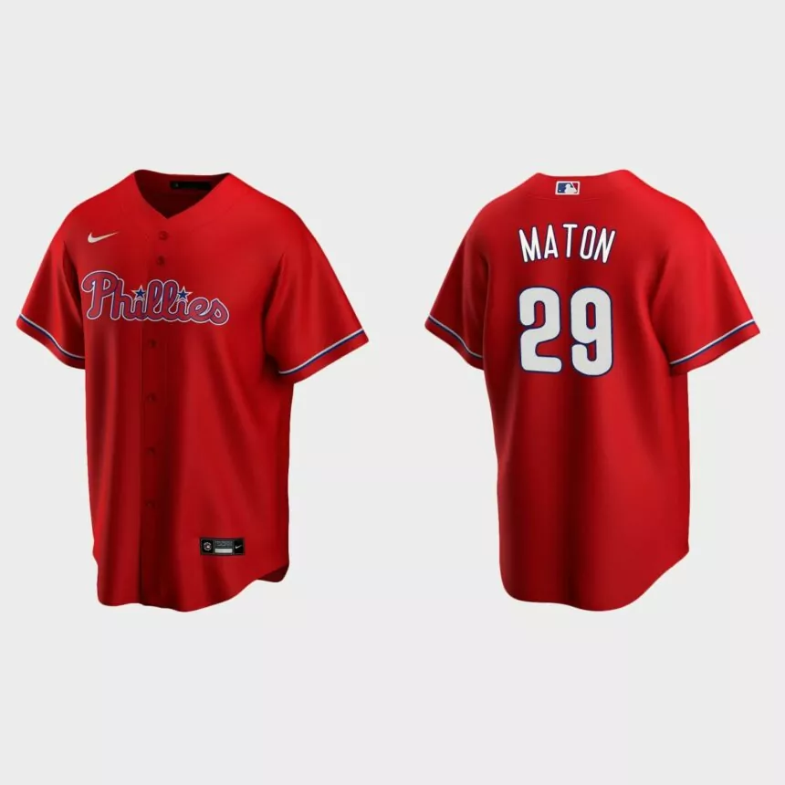 Philadelphia Phillies Nick Maton Replica Alternate Jersey – Red