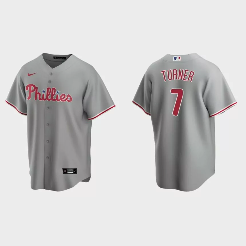 Philadelphia Phillies Trea Turner Replica Road Jersey – Gray