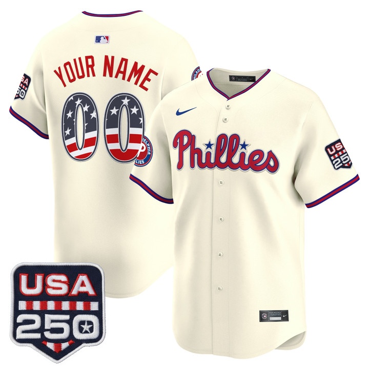Philadelphia Phillies USA 250 Fourth of July Vapor Premier Limited Custom Jersey CREAM