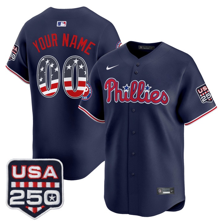 Philadelphia Phillies USA 250 Fourth of July Vapor Premier Limited Custom Jersey NAVY