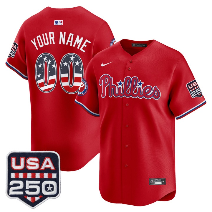 Philadelphia Phillies USA 250 Fourth of July Vapor Premier Limited Custom Jersey RED