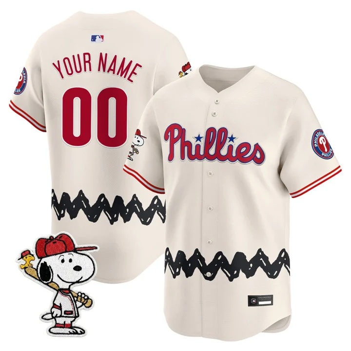Philadelphia Phillies x Peanuts Vapor Premier Limited Custom Jersey CREAM