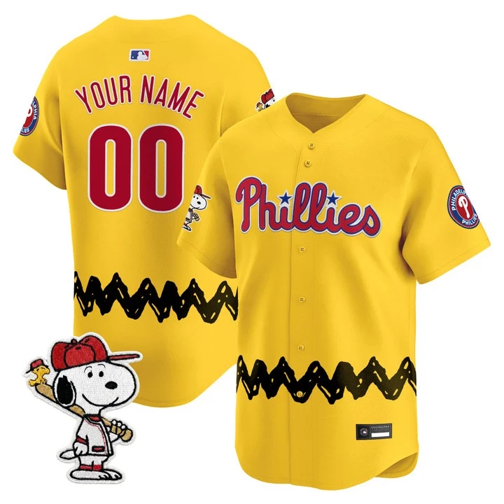 Philadelphia Phillies x Peanuts Vapor Premier Limited Custom Jersey GOLD