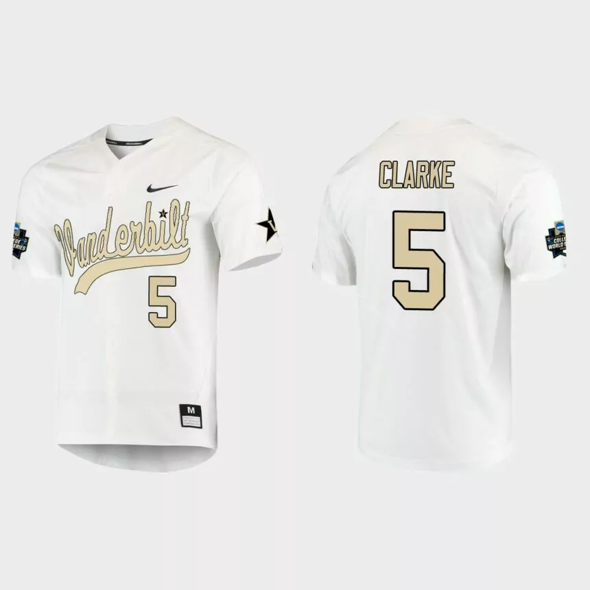 Philip Clarke Vanderbilt Commodores College World Series Baseball Jersey – White