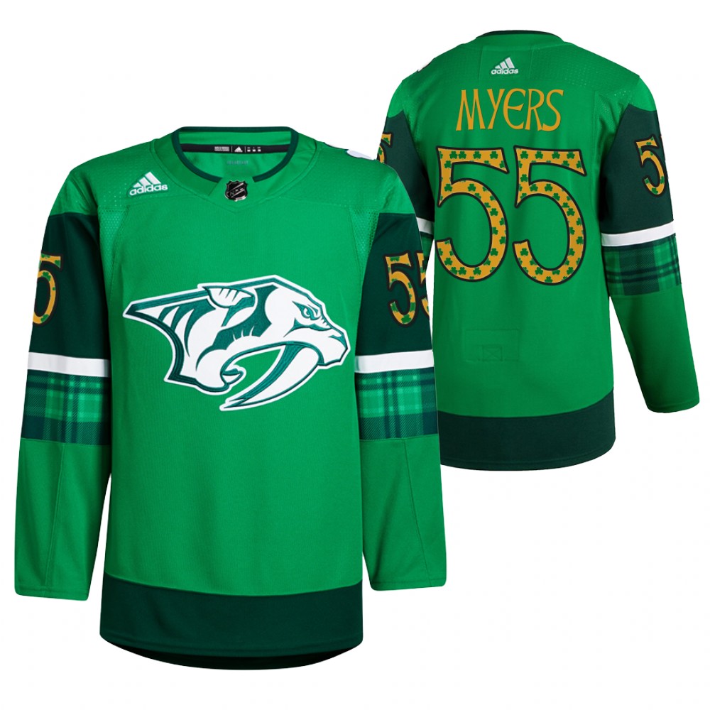 Philippe Myers Predators St. Patricks Day Jersey Green Warm-Up