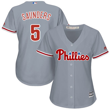 Phillies #5 Michael Saunders Grey Road Women's Stitched MLB Jersey