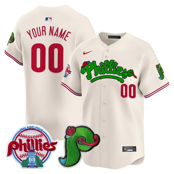 Phillies Phanatic Patch Vapor Premier Limited Custom Jersey V4 CREAM