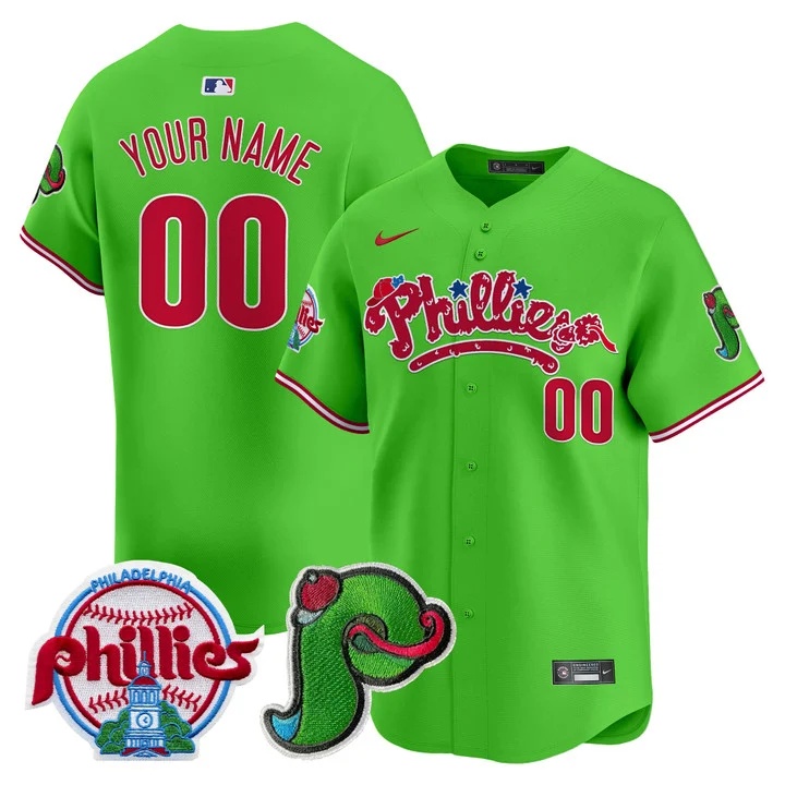 Phillies Phanatic Patch Vapor Premier Limited Custom Jersey V4 GREEN