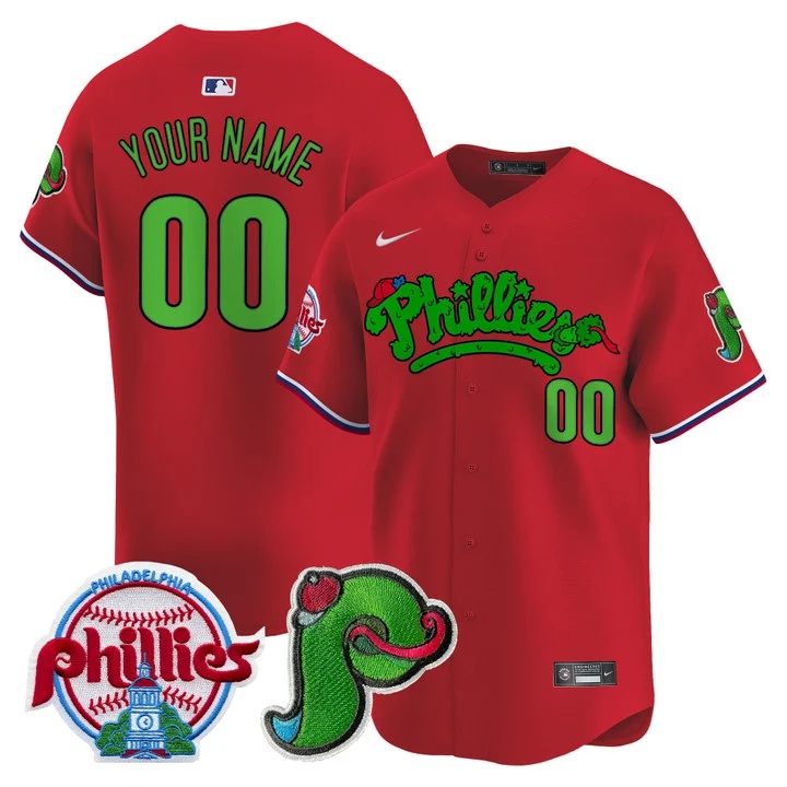 Phillies Phanatic Patch Vapor Premier Limited Custom Jersey V4 RED