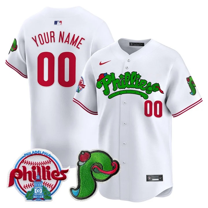 Phillies Phanatic Patch Vapor Premier Limited Custom Jersey V4 WHITE