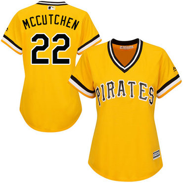 Pirates #22 Andrew McCutchen Gold Alternate Women's Stitched MLB Jersey