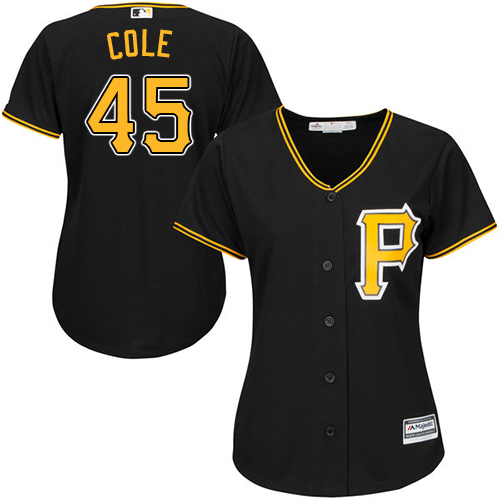 Pirates #45 Gerrit Cole Black Alternate Women's Stitched MLB Jersey