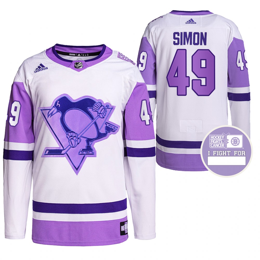 Pittsburgh Penguins Dominik Simon Hockey Fights Cancer White Purple Primegreen Authentic Jersey