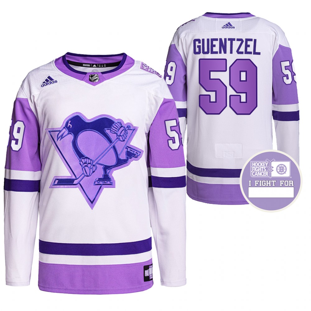Pittsburgh Penguins Jake Guentzel Hockey Fights Cancer White Purple Primegreen Authentic Jersey