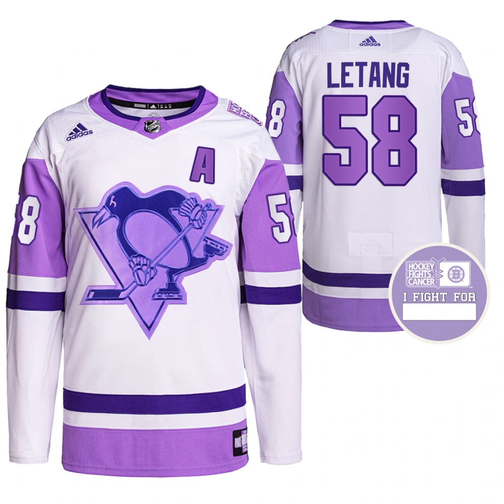 Pittsburgh Penguins Kris Letang Hockey Fights Cancer White Purple Primegreen Authentic Jersey