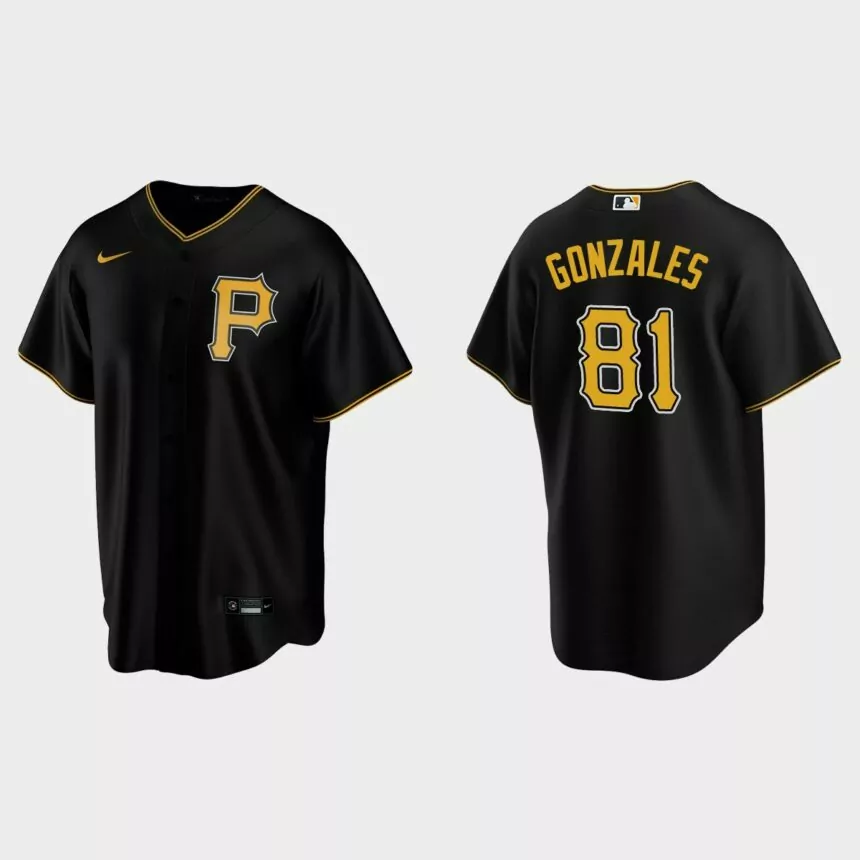 Pittsburgh Pirates #81 Nick Gonzales Replica Alternate Jersey – Black