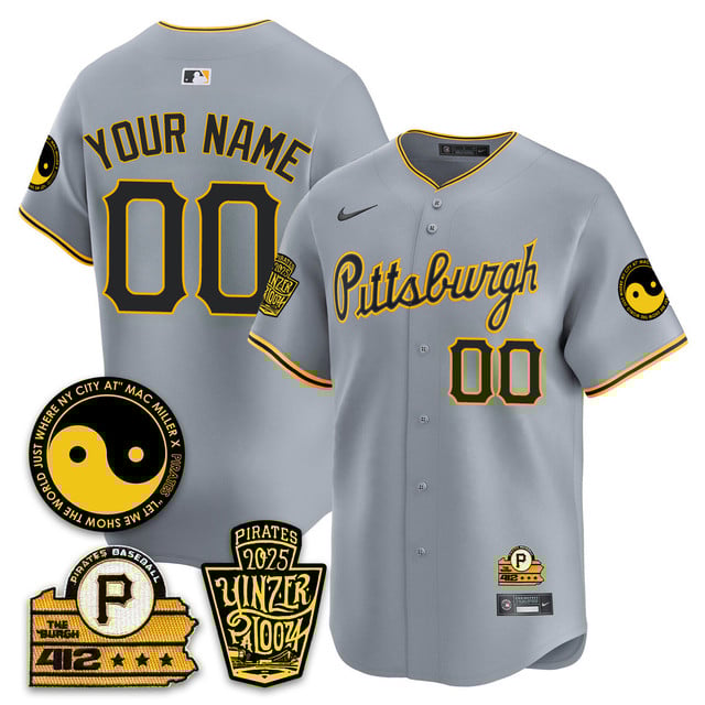 Pittsburgh Pirates Yinzerpalooza 2025 Limited Custom Jersey - All Stitched Youth Gray custom