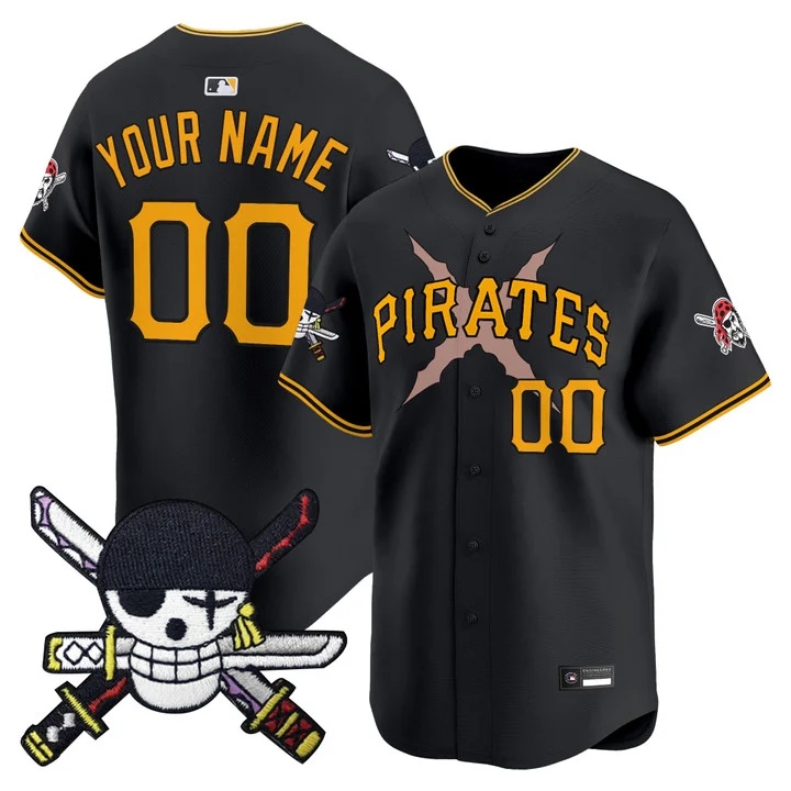 Pittsburgh Pirates x One Piece Zoro Patch Vapor Premier Limited Custom Jersey BLACK