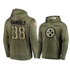 Pittsburgh Steelers #38 Jaylen Samuels Olive Pullover Hoodie 2018 Salute To Service