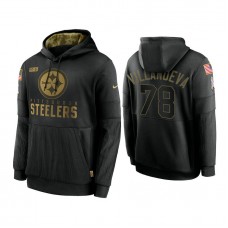 Pittsburgh Steelers #78 Alejandro Villanueva Black 2020 Salute to Service Sideline Performance Pullover Hoodie