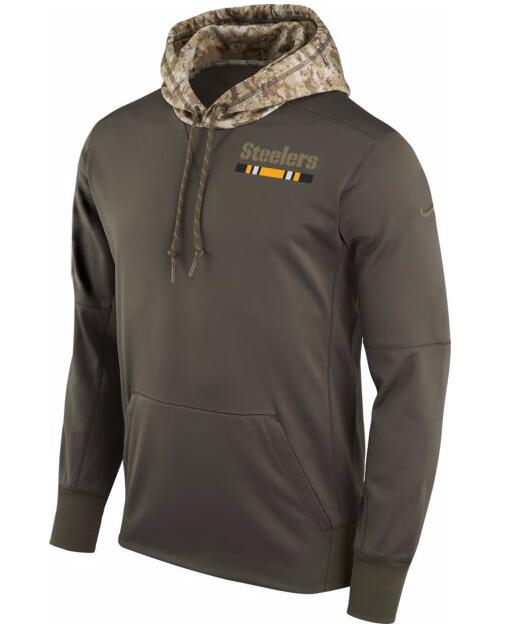 Pittsburgh Steelers Nike Salute To Service Sideline Therma Pullover Hoodie Olive