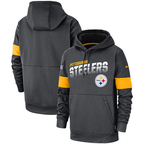 Pittsburgh Steelers Nike Sideline Team Logo Performance Pullover Hoodie Anthracite