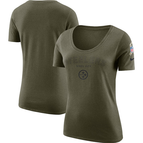 Pittsburgh Steelers Nike Women's Salute To Service Legend Scoop Neck T-Shirt Olive