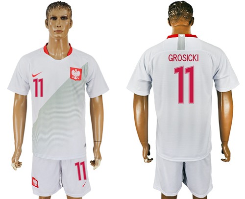 Poland #11 Grosicki Home Soccer Country Jersey