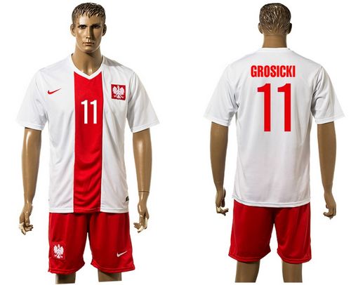 Poland #11 Grosicki White Home Soccer Country Jersey