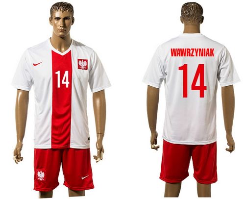 Poland #14 Wawrzyniak White Home Soccer Country Jersey