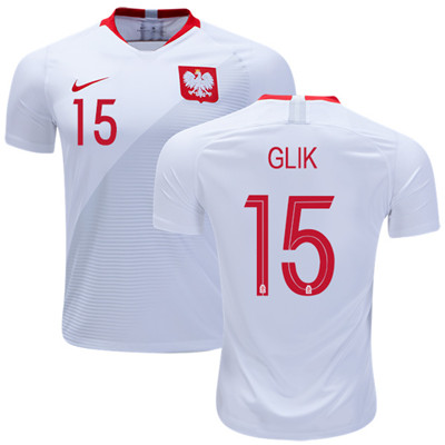Poland #15 Glik Home Soccer Country Jersey
