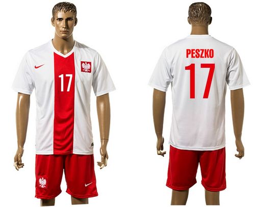 Poland #17 Peszko White Home Soccer Country Jersey