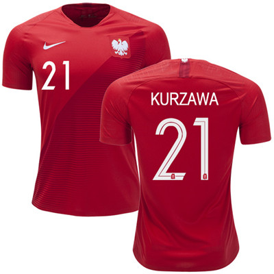 Poland #21 KURZAWA Away Soccer Country Jersey