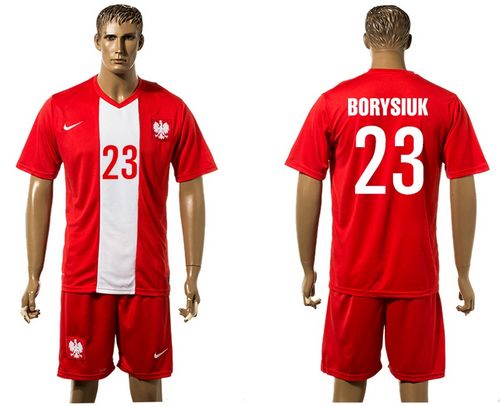 Poland #23 Borysiuk Red Away Soccer Country Jersey