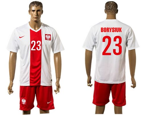Poland #23 Borysiuk White Home Soccer Country Jersey