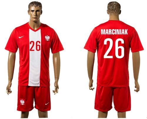 Poland #26 Marciniak Red Away Soccer Country Jersey