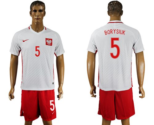 Poland #5 Borysiuk Home Soccer Country Jersey