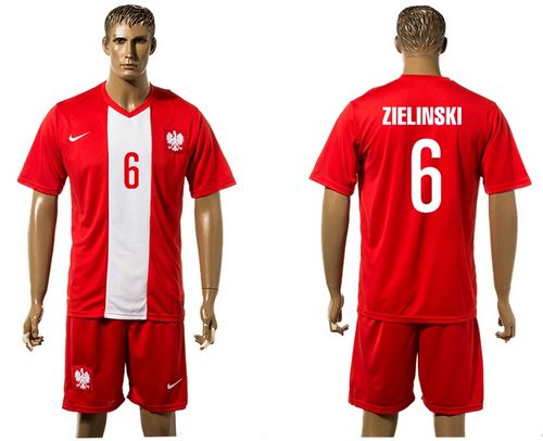 Poland #6 Zielinski Red Away Soccer Country Jersey