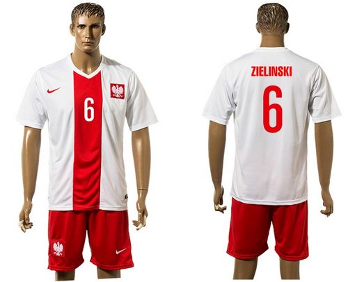 Poland #6 Zielinski White Home Soccer Country Jersey