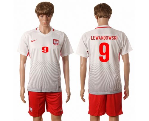 Poland #9 Lewandowski Home Soccer Country Jersey