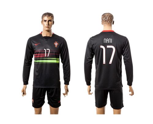 Portugal #17 Nani Away Long Sleeves Soccer Country Jersey