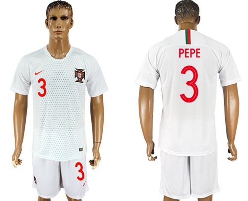 Portugal #3 Pepe Away Soccer Country Jersey